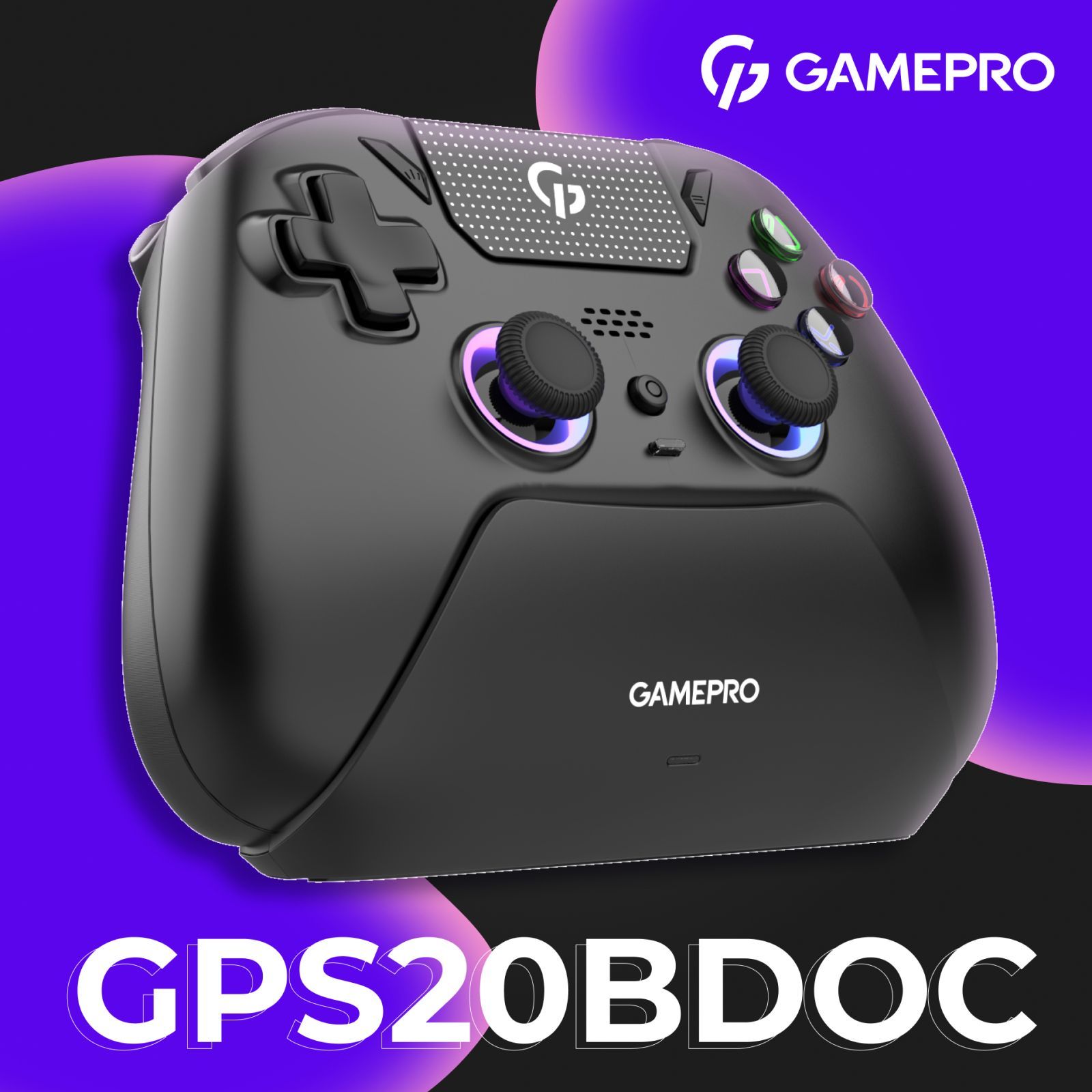 Беспроводной геймпад GamePro GPS20BDOC RGB с зарядной станцией для PC PS Switch iOS Android